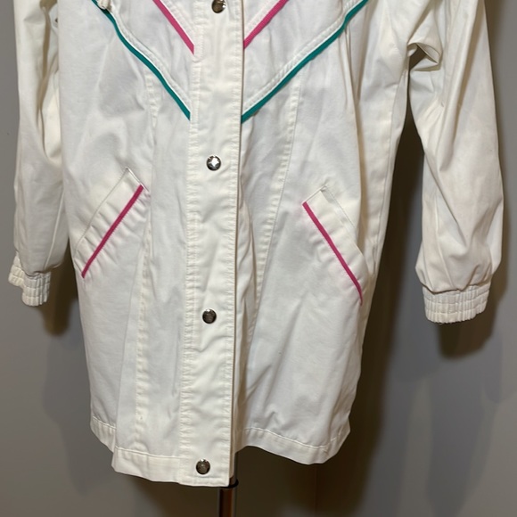 VTG BLAIR 80s Preppy Oversized White with Colorblock Trim Jacket MEDIUM - Picture 5 of 11
